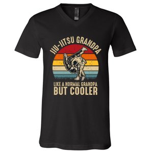 Jiu Jitsu Grandpa Like A Normal But Cooler Funny Dad Gifts Retro Plus Size V-Neck T-Shirt