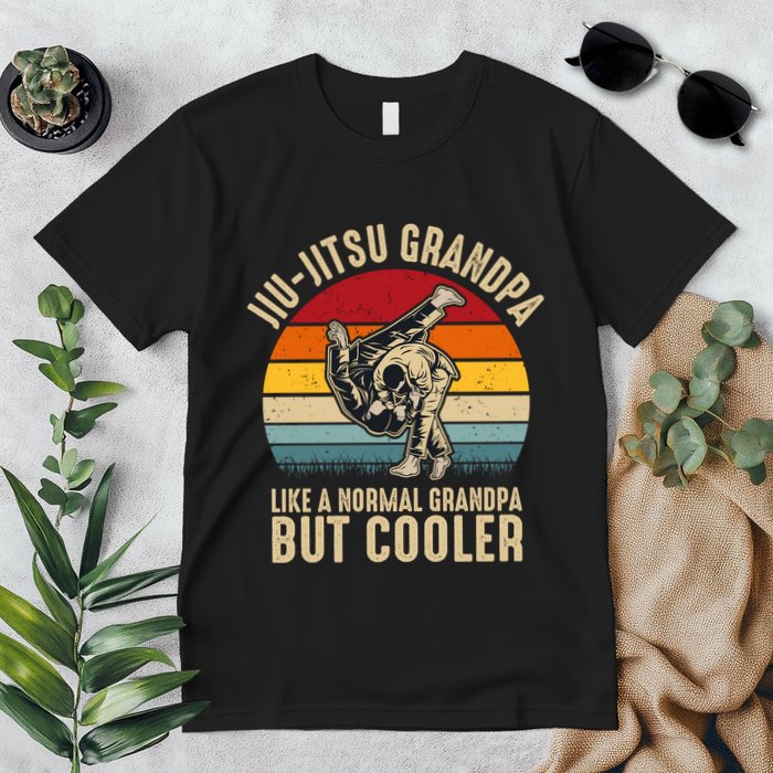 Jiu Jitsu Grandpa Like A Normal But Cooler Funny Dad Gifts Retro Plus Size Premium T-Shirt