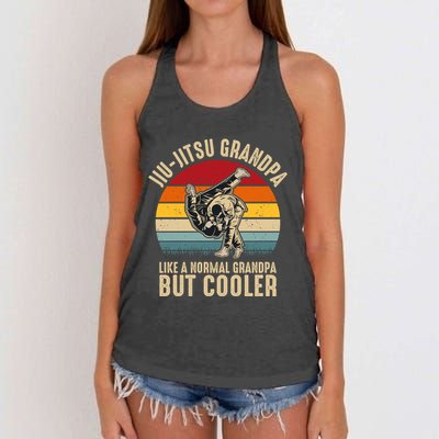 Jiu Jitsu Grandpa Like A Normal But Cooler Funny Dad Gifts Retro Plus Size Women's Knotted Racerback Tank