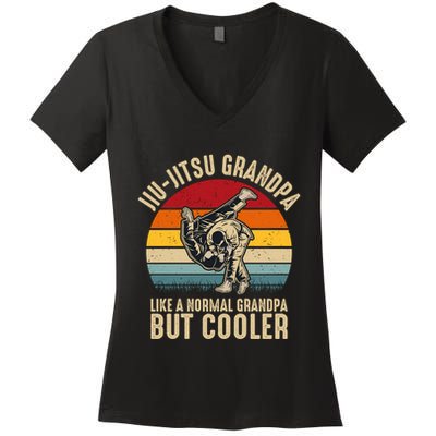 Jiu Jitsu Grandpa Like A Normal But Cooler Funny Dad Gifts Retro Plus Size Women's V-Neck T-Shirt