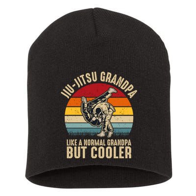Jiu Jitsu Grandpa Like A Normal But Cooler Funny Dad Gifts Retro Plus Size Short Acrylic Beanie