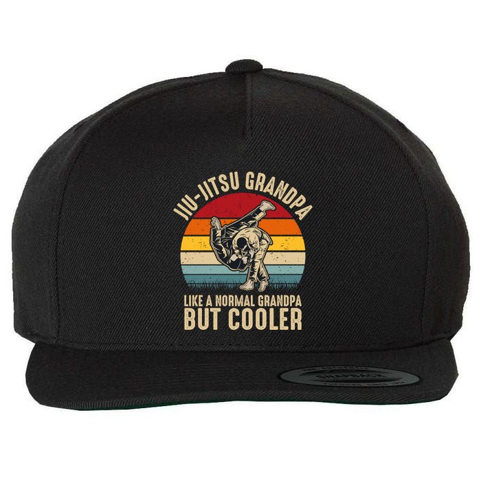 Jiu Jitsu Grandpa Like A Normal But Cooler Funny Dad Gifts Retro Plus Size Wool Snapback Cap