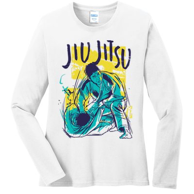 Jiu Jitsu Grunge Ladies Long Sleeve Shirt