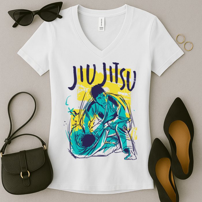 Jiu Jitsu Grunge Women's V-Neck T-Shirt