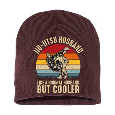 Jiu Jitsu Husband Like A Normal But Cooler Funny Dad Gifts Retro Plus Size Short Acrylic Beanie