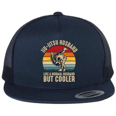 Jiu Jitsu Husband Like A Normal But Cooler Funny Dad Gifts Retro Plus Size Flat Bill Trucker Hat