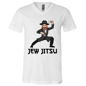 Jew Jitsu Hebrew Jiu Jitsu Funny Jewish Hanukkah  V-Neck T-Shirt