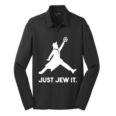 Just Jew It Funny Jewish Silk Touch Performance Long Sleeve Polo