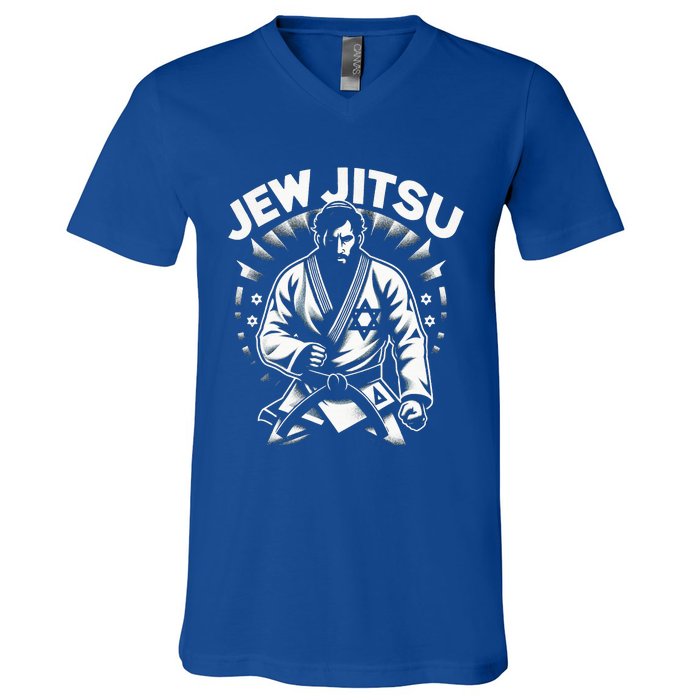 Jew Jitsu  Israeli Man Jiu Jitsu Fighter  Funny Jewish  V-Neck T-Shirt