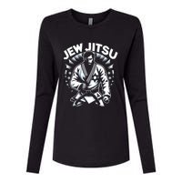 Jew Jitsu Israeli Man Jiu Jitsu Fighter Funny Jewish Womens Cotton Relaxed Long Sleeve T-Shirt