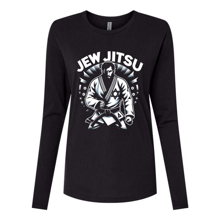 Jew Jitsu Israeli Man Jiu Jitsu Fighter Funny Jewish Womens Cotton Relaxed Long Sleeve T-Shirt