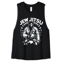 Jew Jitsu Israeli Man Jiu Jitsu Fighter Funny Jewish Women's Racerback Cropped Tank