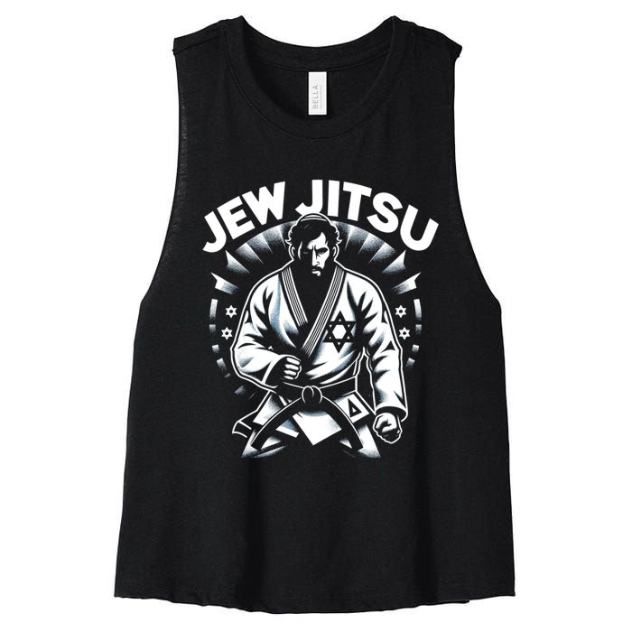 Jew Jitsu Israeli Man Jiu Jitsu Fighter Funny Jewish Women's Racerback Cropped Tank