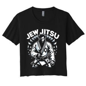 Jew Jitsu Israeli Man Jiu Jitsu Fighter Funny Jewish Women's Crop Top Tee