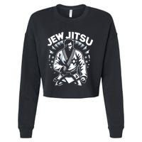 Jew Jitsu Israeli Man Jiu Jitsu Fighter Funny Jewish Cropped Pullover Crew