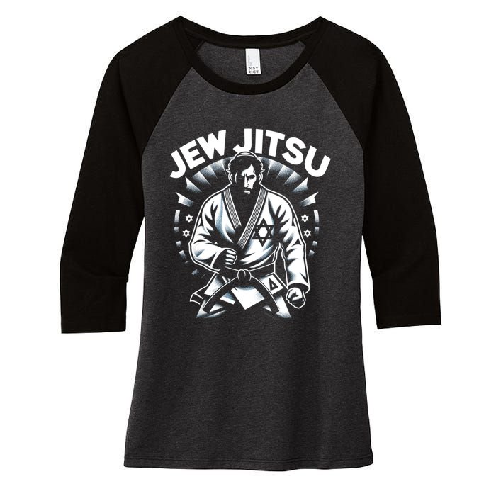 Jew Jitsu Israeli Man Jiu Jitsu Fighter Funny Jewish Women's Tri-Blend 3/4-Sleeve Raglan Shirt