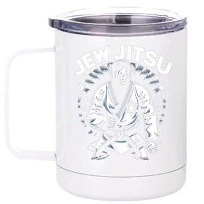 Jew Jitsu Israeli Man Jiu Jitsu Fighter Funny Jewish 12 oz Stainless Steel Tumbler Cup