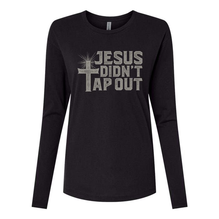 Jiu Jitsu Jesus Faith Christian Jesus Didn't Tap Out Womens Cotton Relaxed Long Sleeve T-Shirt