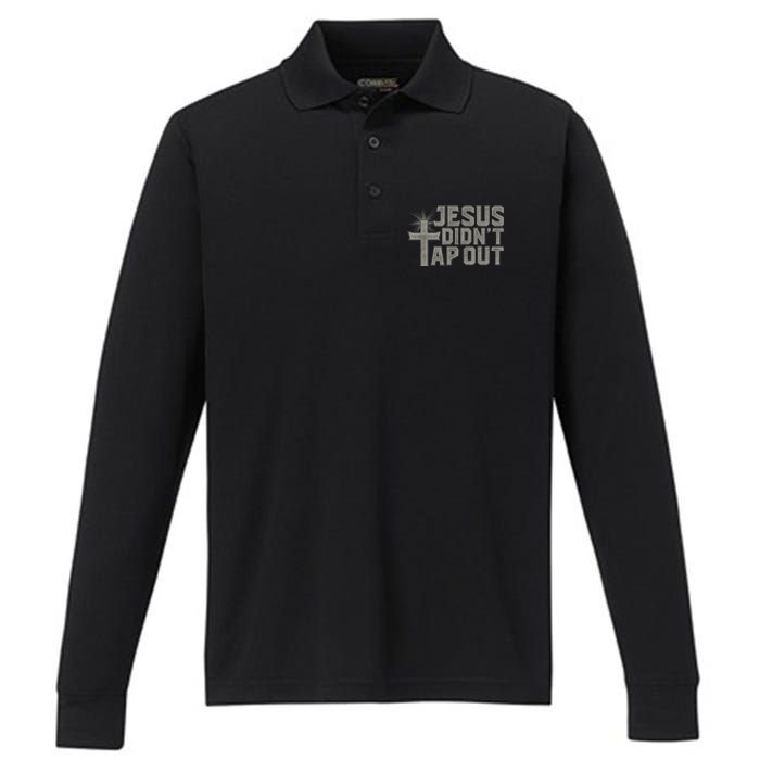 Jiu Jitsu Jesus Faith Christian Jesus Didn't Tap Out Performance Long Sleeve Polo