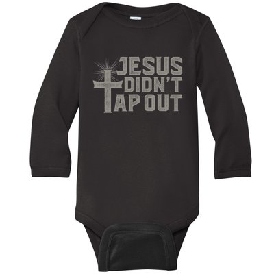 Jiu Jitsu Jesus Faith Christian Jesus Didn't Tap Out Baby Long Sleeve Bodysuit