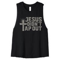 Jiu Jitsu Jesus Faith Christian Jesus Didn't Tap Out Women's Racerback Cropped Tank