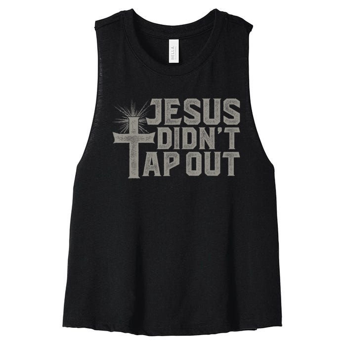 Jiu Jitsu Jesus Faith Christian Jesus Didn't Tap Out Women's Racerback Cropped Tank