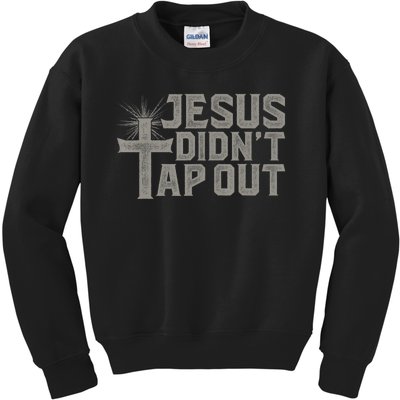 Jiu Jitsu Jesus Faith Christian Jesus Didn't Tap Out Kids Sweatshirt