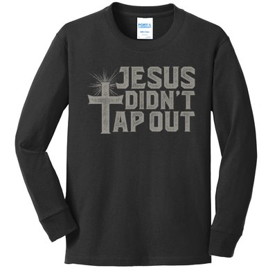 Jiu Jitsu Jesus Faith Christian Jesus Didn't Tap Out Kids Long Sleeve Shirt