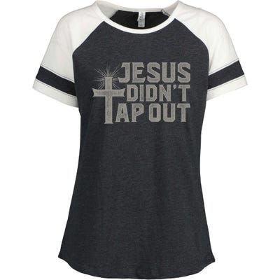 Jiu Jitsu Jesus Faith Christian Jesus Didn't Tap Out Enza Ladies Jersey Colorblock Tee