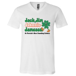 Jack Jim Johnnie And Jameson St Patrick's Day Founding Father Dinking Team V-Neck T-Shirt