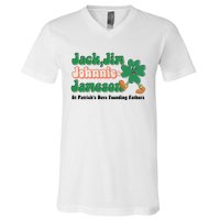 Jack Jim Johnnie And Jameson St Patrick's Day Founding Father Dinking Team V-Neck T-Shirt