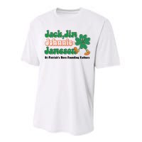 Jack Jim Johnnie And Jameson St Patrick's Day Founding Father Dinking Team Performance Sprint T-Shirt