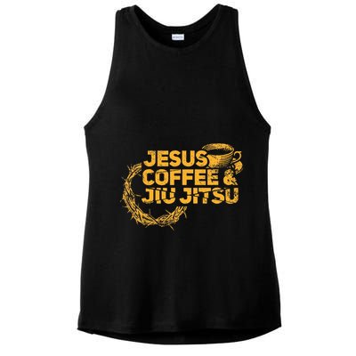 Jesus Jiu Jitsu & Coffee For Christian Martial Arts Fan Ladies PosiCharge Tri-Blend Wicking Tank