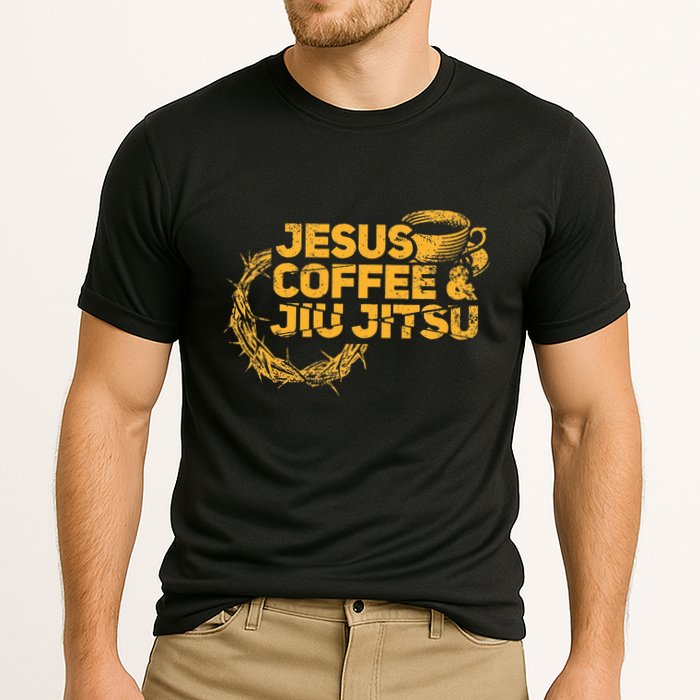 Jesus Jiu Jitsu & Coffee For Christian Martial Arts Fan Cooling Performance Crew T-Shirt