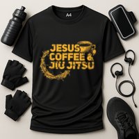 Jesus Jiu Jitsu & Coffee For Christian Martial Arts Fan Cooling Performance Crew T-Shirt