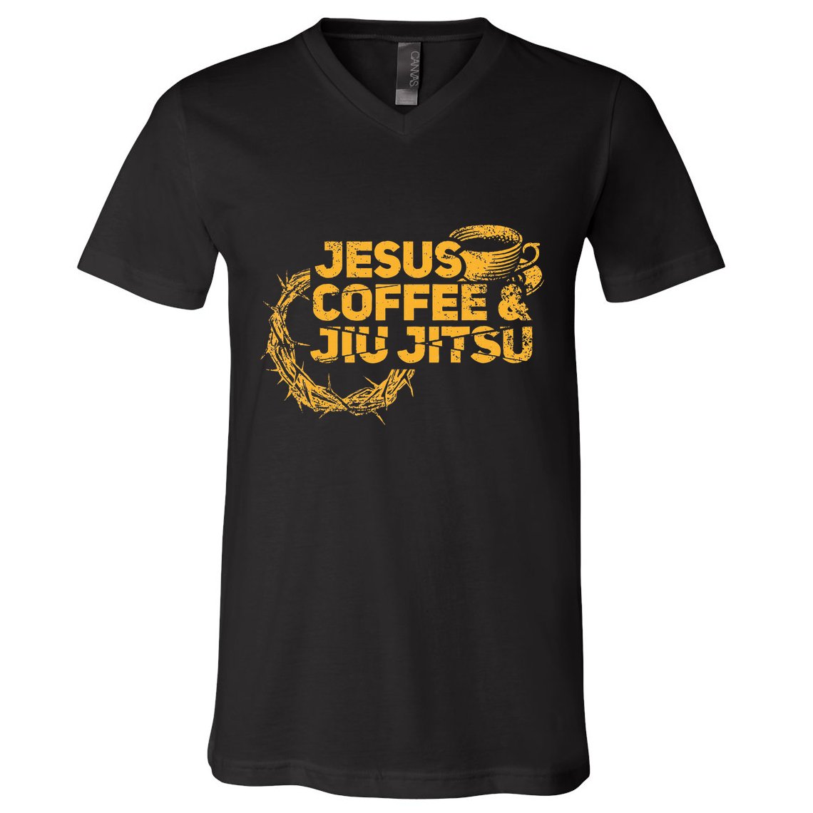 Jesus Jiu Jitsu & Coffee For Christian Martial Arts Fan V-Neck T-Shirt