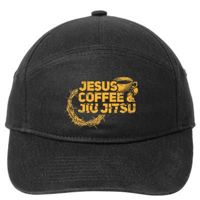 Jesus Jiu Jitsu & Coffee For Christian Martial Arts Fan 7-Panel Snapback Hat