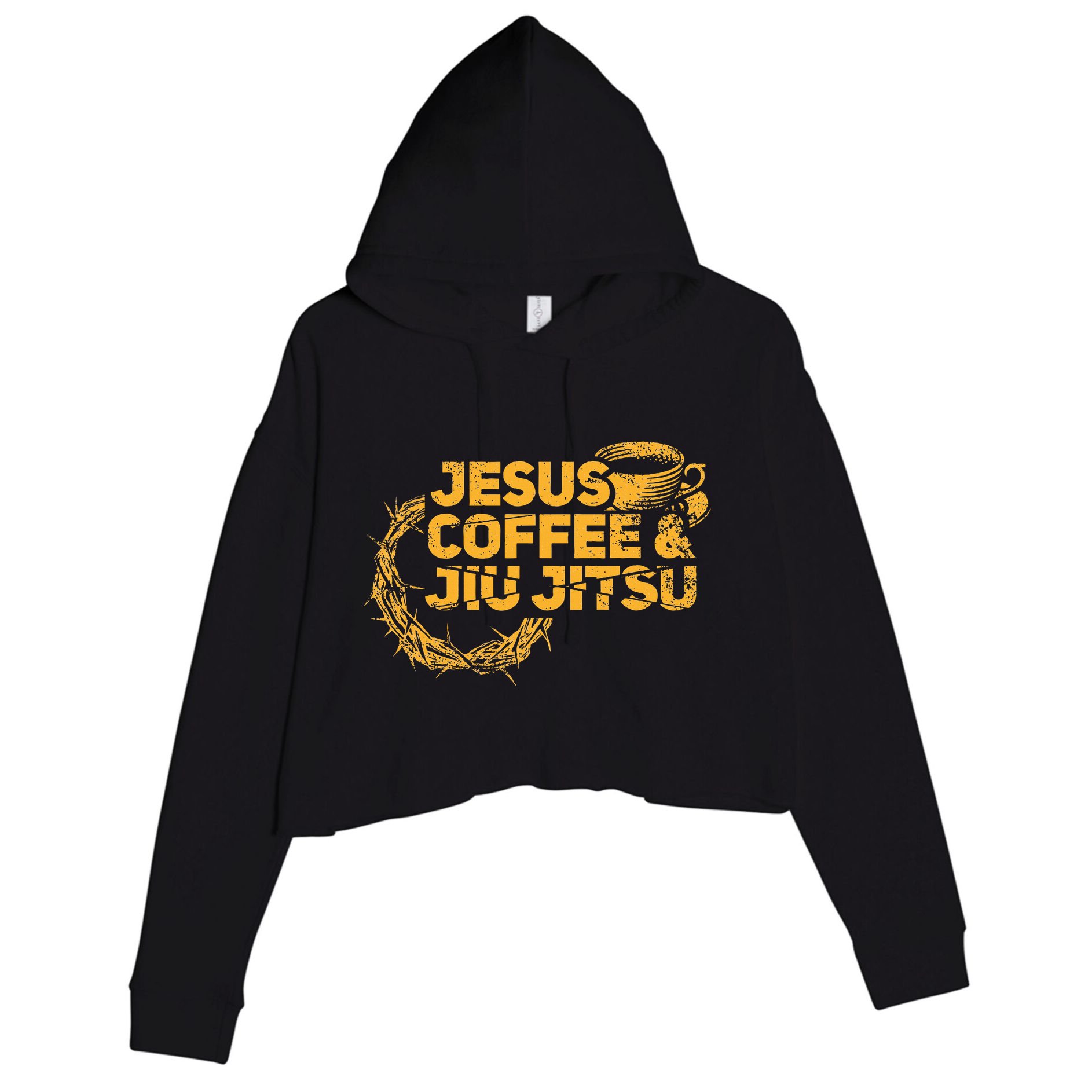 Jesus Jiu Jitsu & Coffee For Christian Martial Arts Fan Crop Fleece Hoodie