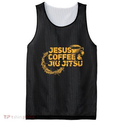 Jesus Jiu Jitsu & Coffee For Christian Martial Arts Fan Mesh Reversible Basketball Jersey Tank