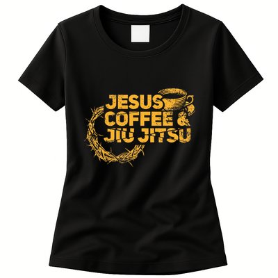 Jesus Jiu Jitsu & Coffee For Christian Martial Arts Fan Womens T-Shirt