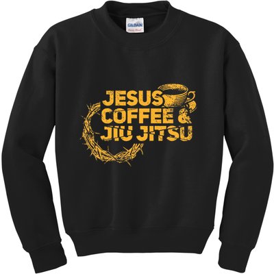 Jesus Jiu Jitsu & Coffee For Christian Martial Arts Fan Kids Sweatshirt