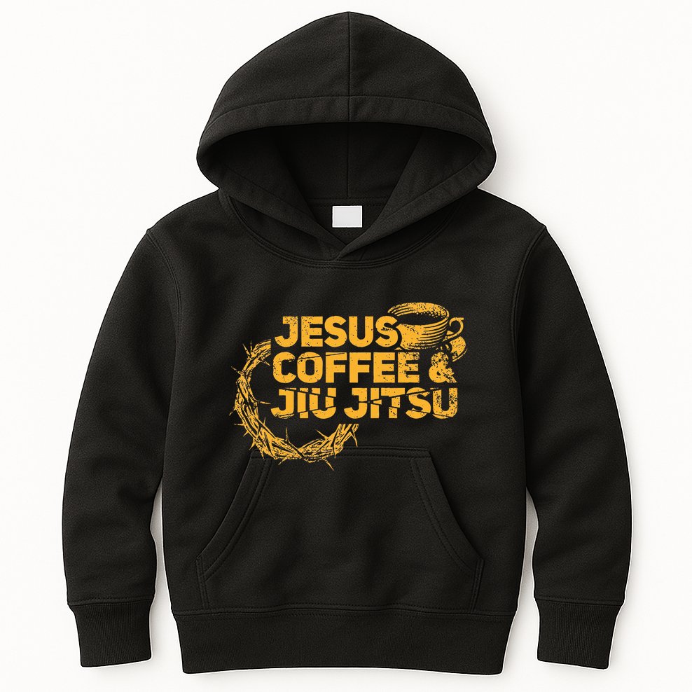 Jesus Jiu Jitsu & Coffee For Christian Martial Arts Fan Kids Hoodie