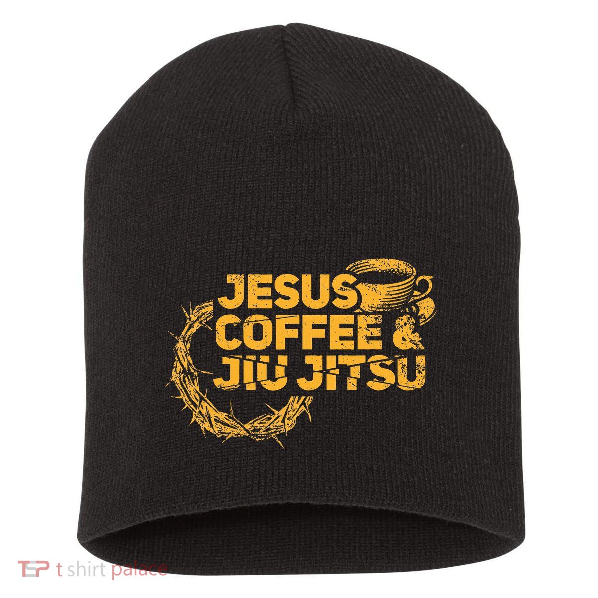 Jesus Jiu Jitsu & Coffee For Christian Martial Arts Fan Short Acrylic Beanie