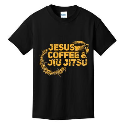 Jesus Jiu Jitsu & Coffee For Christian Martial Arts Fan Kids T-Shirt