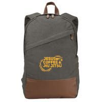 Jesus Jiu Jitsu & Coffee For Christian Martial Arts Fan Cotton Canvas Backpack