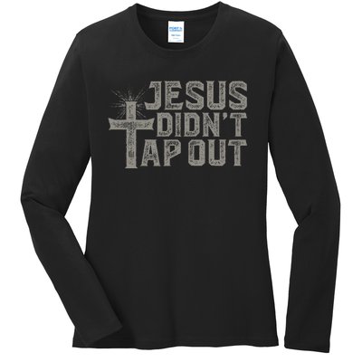 Jiu Jitsu Jesus Faith Christian Jesus DidnT Tap Out Ladies Long Sleeve Shirt