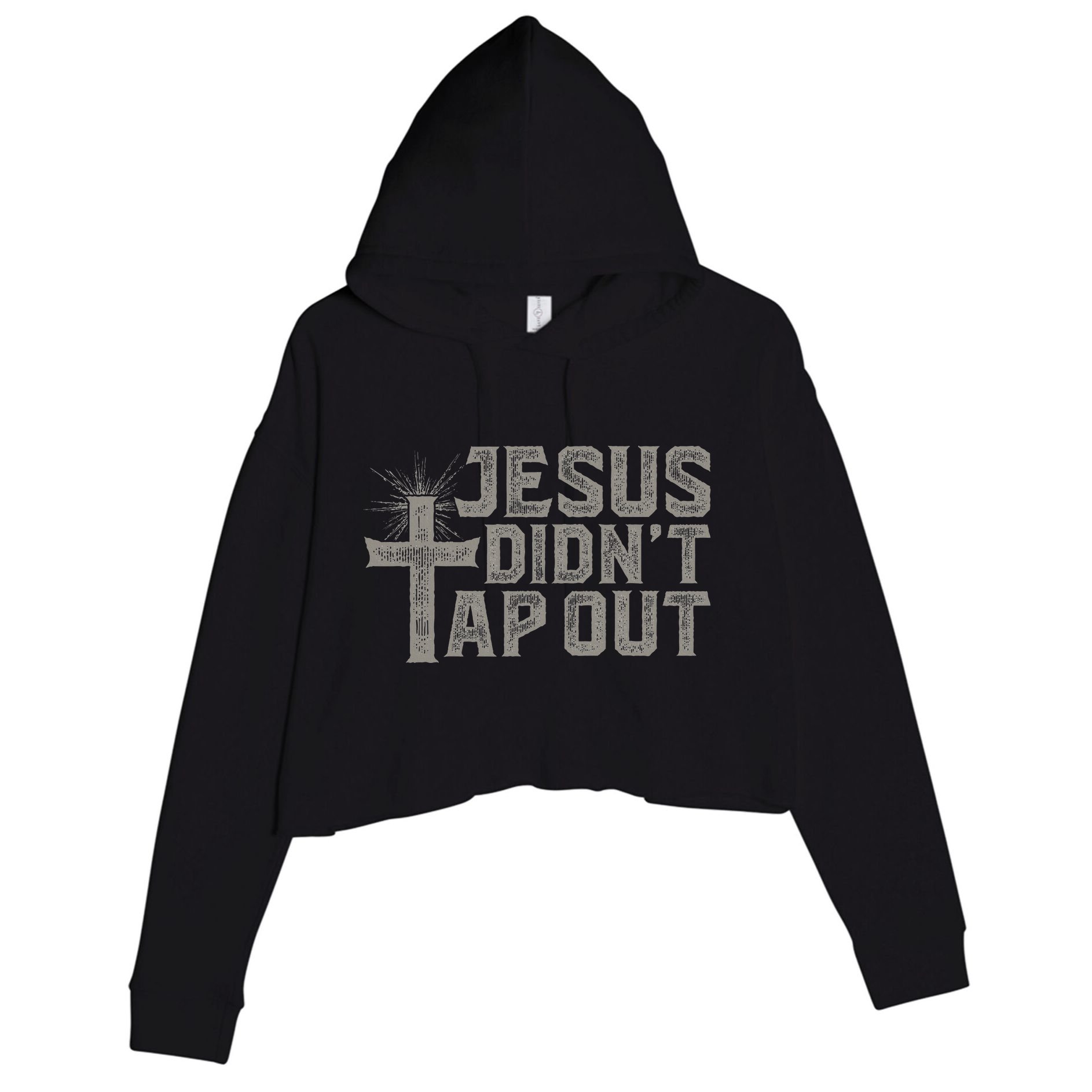 Jiu Jitsu Jesus Faith Christian Jesus DidnT Tap Out Crop Fleece Hoodie