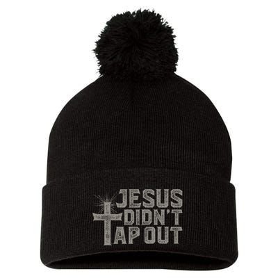 Jiu Jitsu Jesus Faith Christian Jesus DidnT Tap Out Pom Pom 12in Knit Beanie