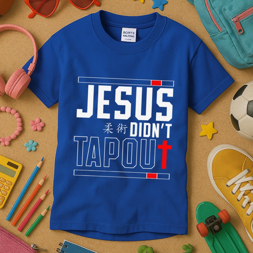 Jiu Jitsu Jesus Faith Christian Jesus DidnT Tap Out Kids T-Shirt