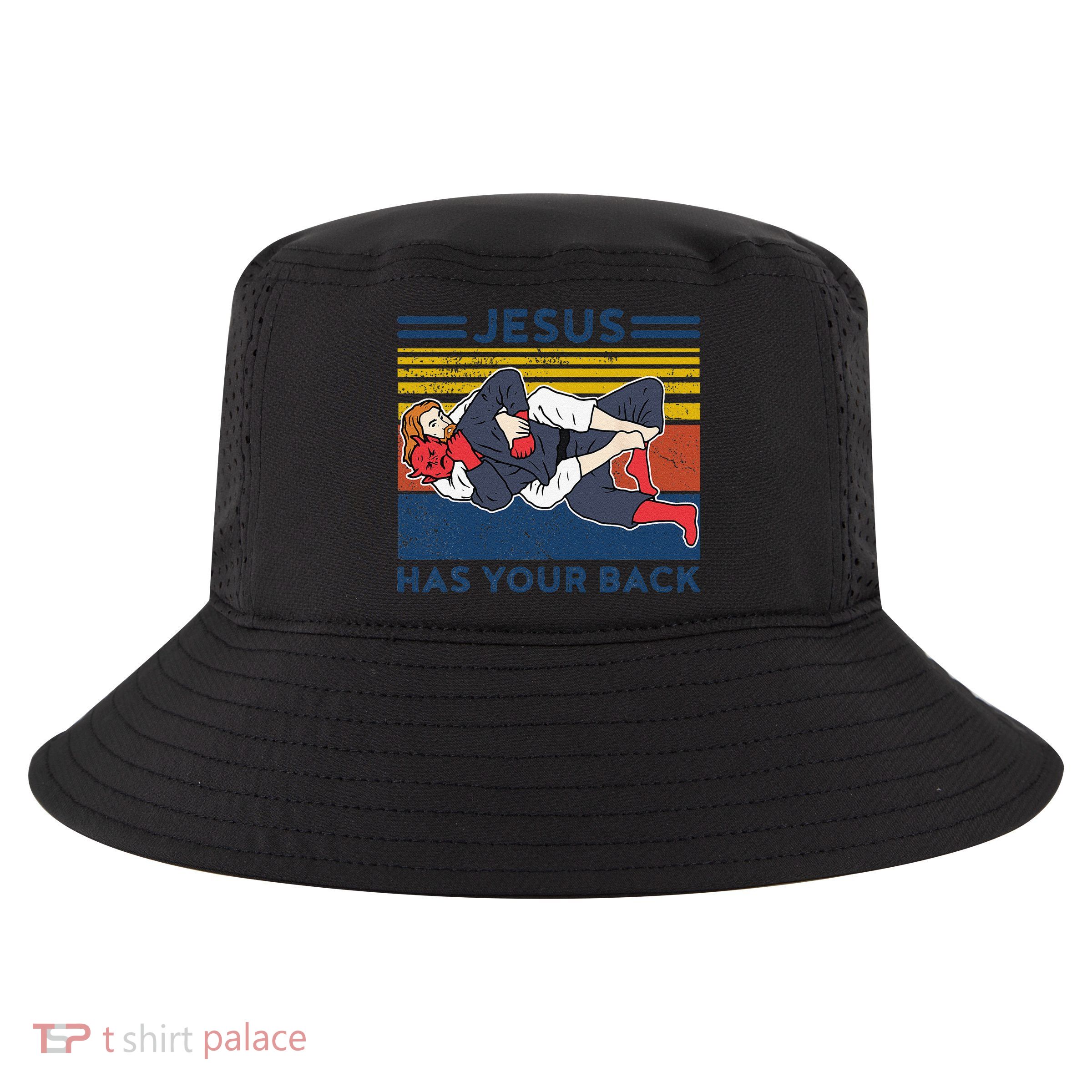 Jiu Jitsu Jesus Has Your Back BJJ MMA Jujitsu Cool Comfort Performance Bucket Hat